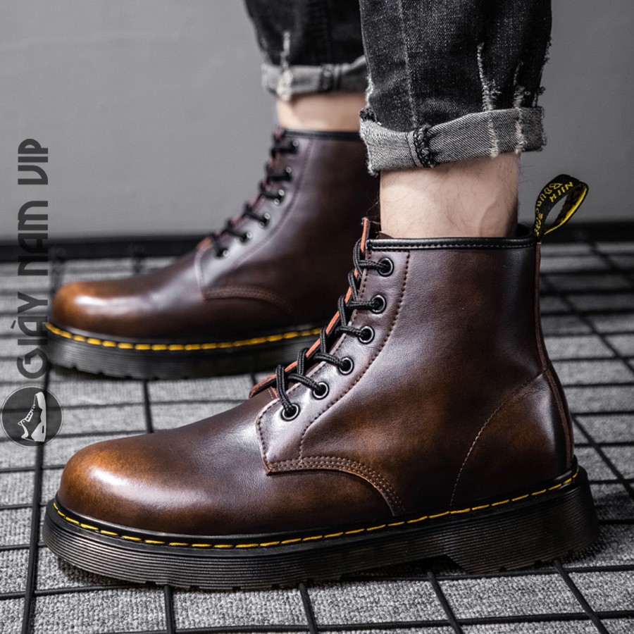 Giày nam cổ cao Hàn Quốc da bò mũi tròn KW-048 - Shop giày boot nam,  chelsea boot nam, giày đốc nam tại Hà Nội